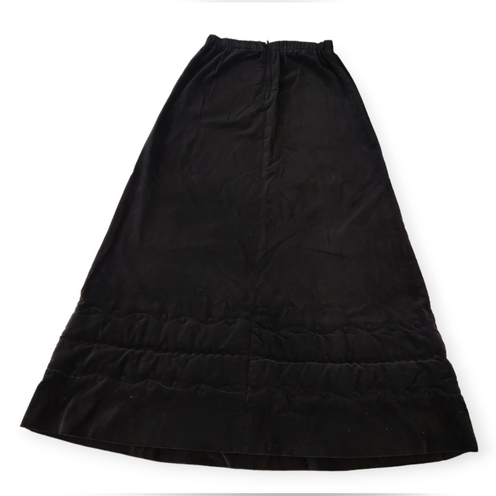 Vintage 70s Chessa Davis Velvet 100% Cotton Dark Brown A-Line Maxi Skirt Size 6